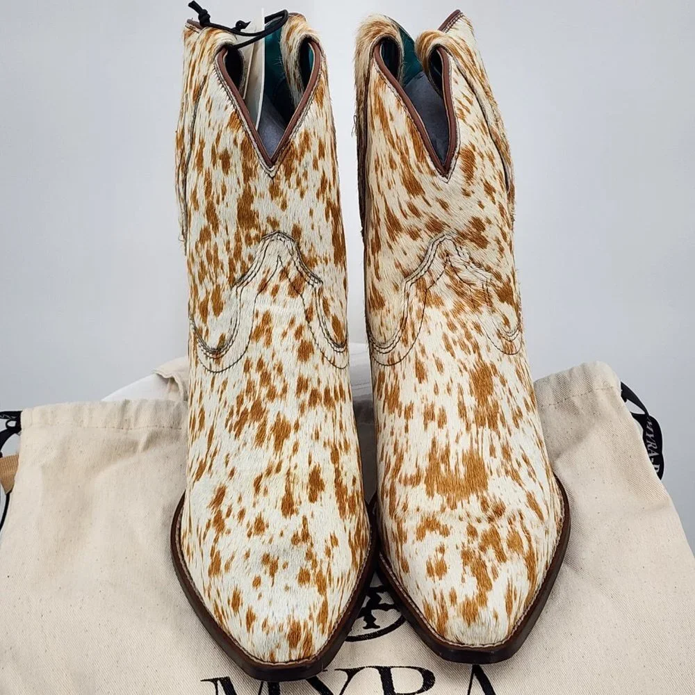 MYRA BAG Cowdie Hair On Hide Shortie Cowboy Boots 7-10 NWT - Picture 7 of 15